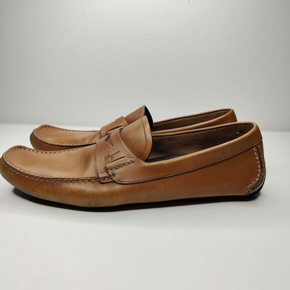 Salvatore Ferragamo Penny Loafers Leather Brown Moccasin Driver Shoes 10.5 D - Picture 3 of 13